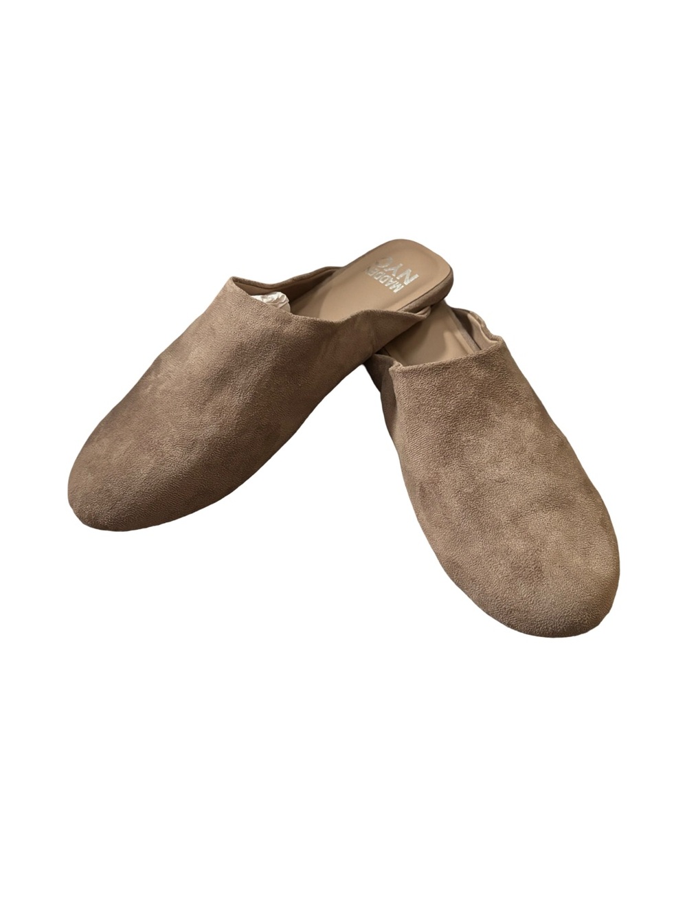NYC Madden Tan Suede Slip-On Mules